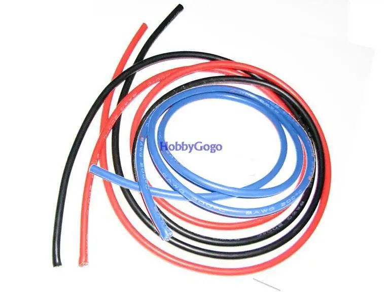 Красный + черный синий силиконовый провод 12AWG 1 м термостойкий мягкий кабель для