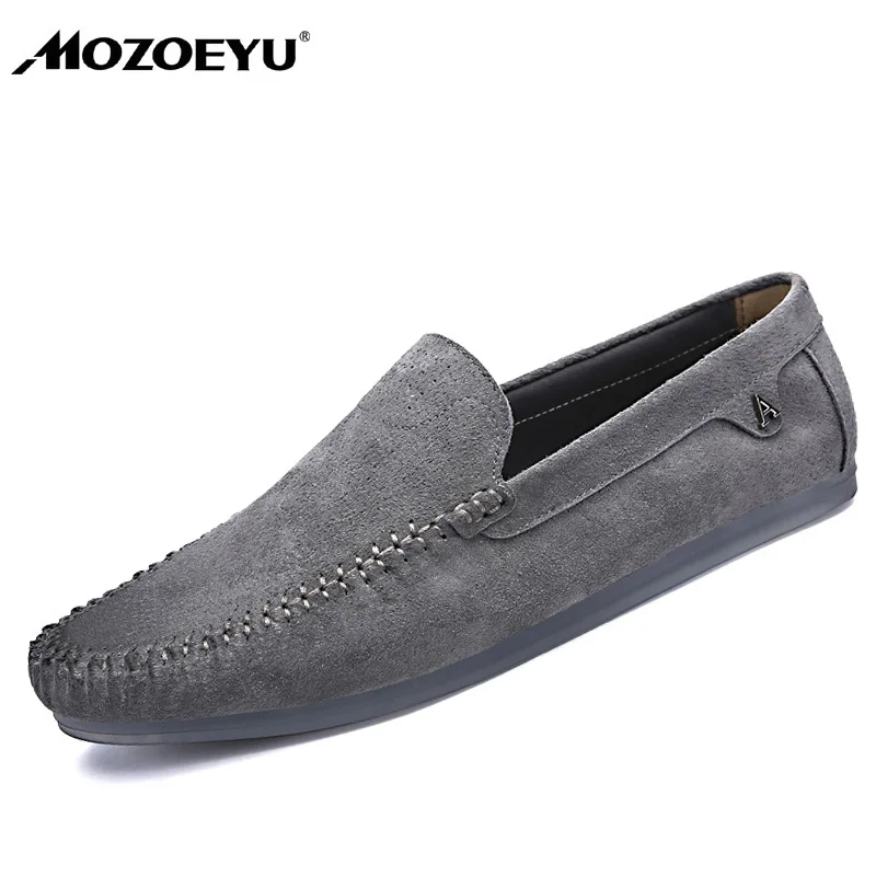 MOZOEYU Brand Fashion Spring Shoes Soft Moccasins Men Loafers High Quality Pig Suede Flats Leather Driving | Обувь