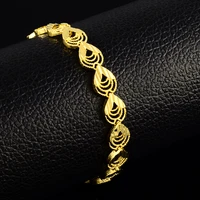 2018 new pure gold color bracelets bangles for women girls24k gp water drop links bracelet 19cmluxury women wedding jewelry