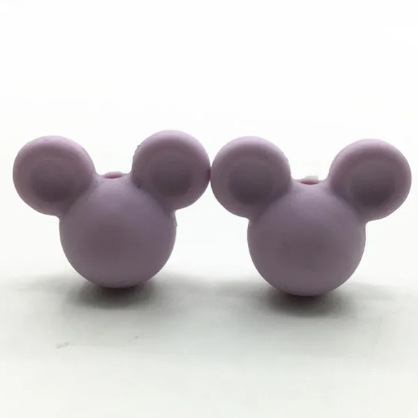 light purple 50 шт./лот Детские шарики для прорезывания зубов Микки из мультфильма силиконовые бусины в виде Микки-Мауса Для Ожерелья Детские игрушки аксессуары ювелирные изделия - Цвет: light purple