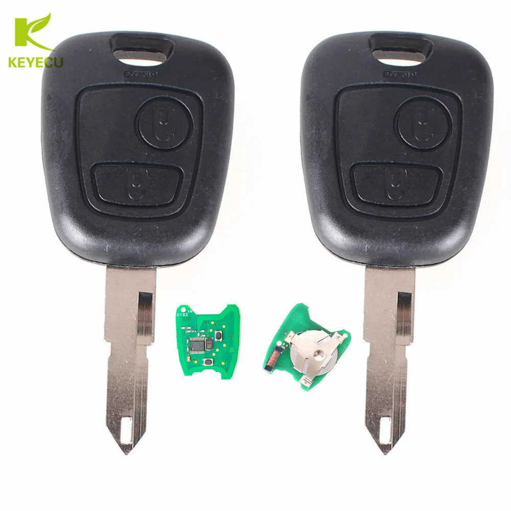 

KEYECU 2PCS KYDZ Remote Key 2 Button 433MHz Transponder Key with PCB Battery with ID46 Chip for Peugeot 206