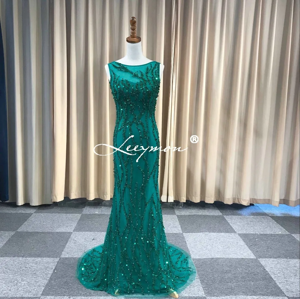 Luxury Sleeveless Sexy Beaded Sequined Mermaid Evening Dresses Sparkly Gown Fashion Long Dress vestido de festa longo | Свадьбы и
