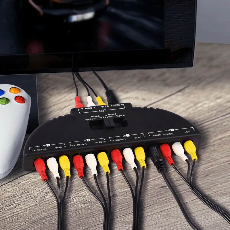 Аудио Видео AV RCA переключатель сплиттер селектор 4 портовый коммутатор