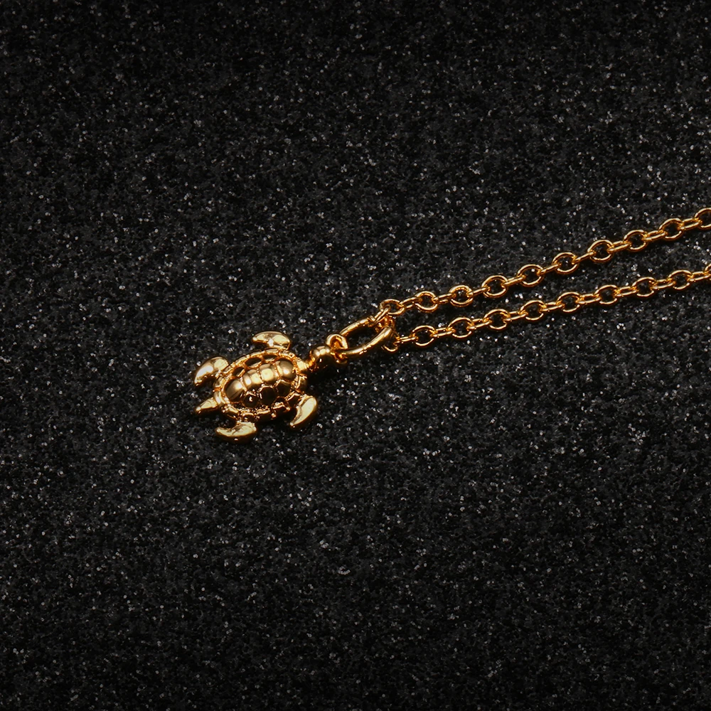 3UM Sea Turtle Necklace Small Cute Animal Tortoise Brass Life Pet Charm Jewelry gold rosegold silver color | Украшения и