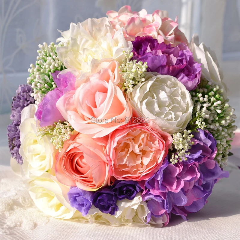 

2018 spring Rustic silk Flower and greenery mixed wedding bouquet flower arrangement for wedding bouquet and home decoration