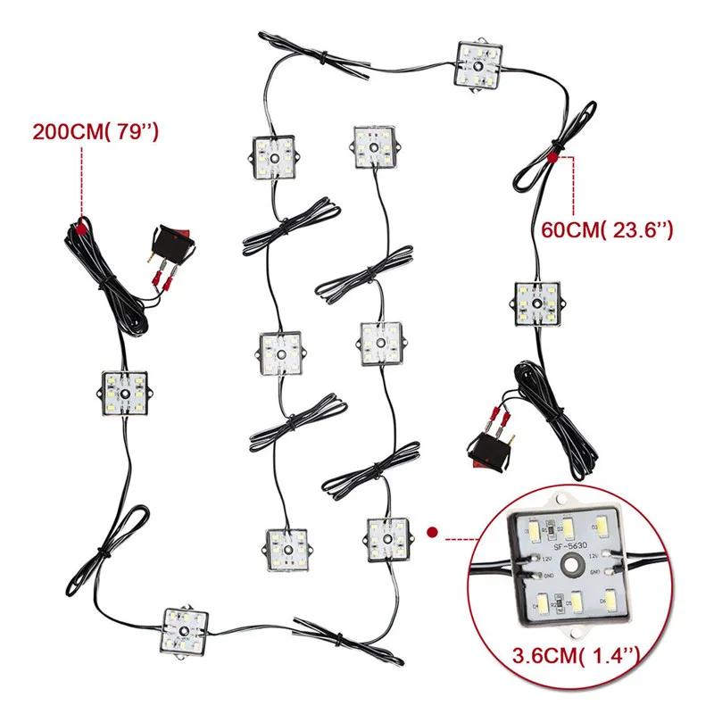 60 светодиодный 12V 5730 SMD с низким потреблением Высокая Яркий грузовой Кемпер RV