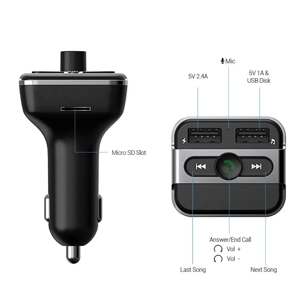 Горячая Bluetooth автомобильный комплект громкой связи с fm-передатчиком 2USB автомобильное зарядное устройство TF/USB MP3 музыкальный плеер Поддержка 1 г-32 г