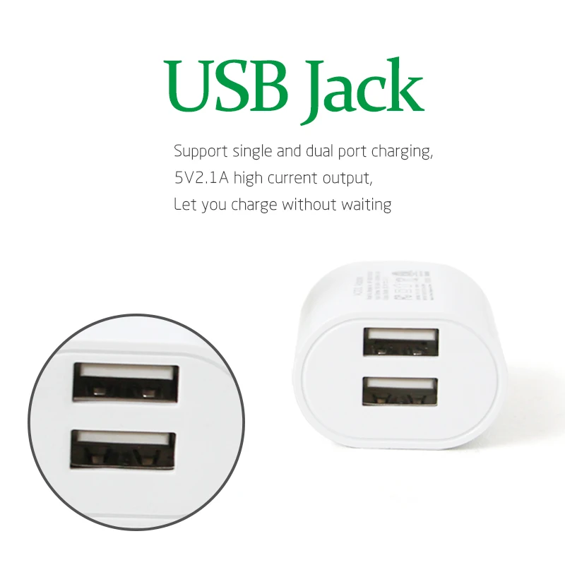 1 шт. американский адаптер 5 В 2 А двойное зарядное устройство USB для быстрой