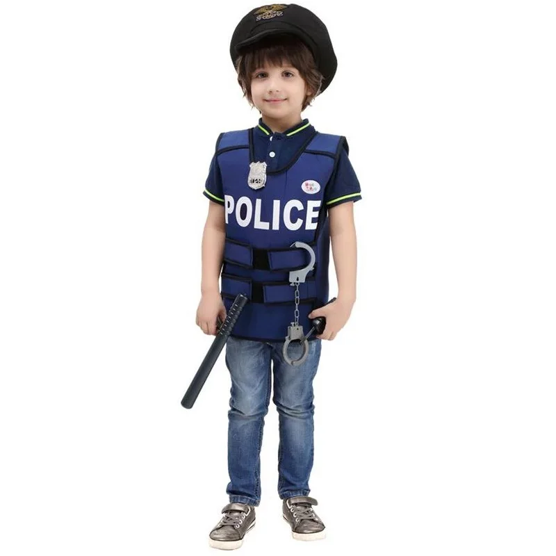 Куртки для мальчиков с полицейским Жилет косплея полицейского Платье Детская