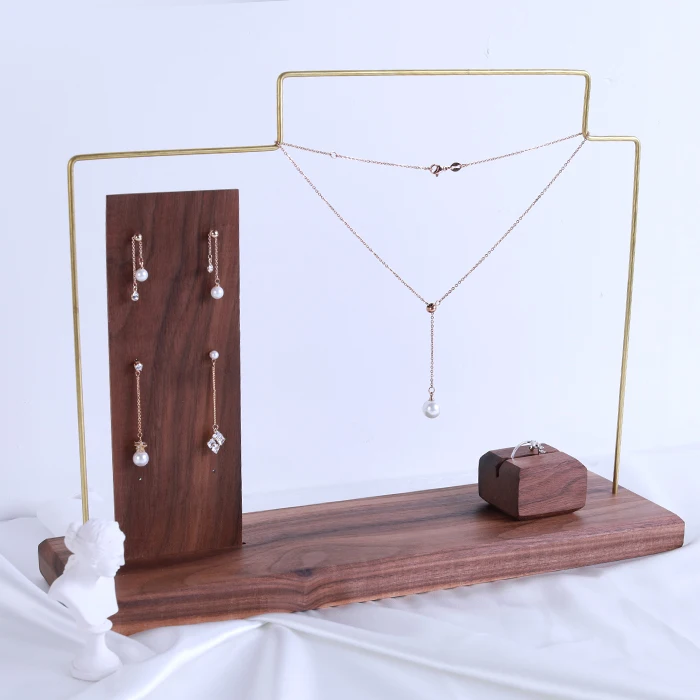 

Black Walnut Solid Wood Earrings Pendant Necklace Display Stand Jewelry Display Holder Chain Earrings Frame