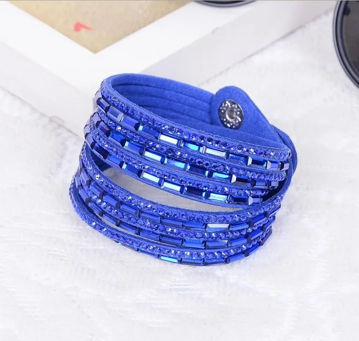 1 шт. разноцветный Бархатный браслет ручной работы блестящий кожаный со стразами