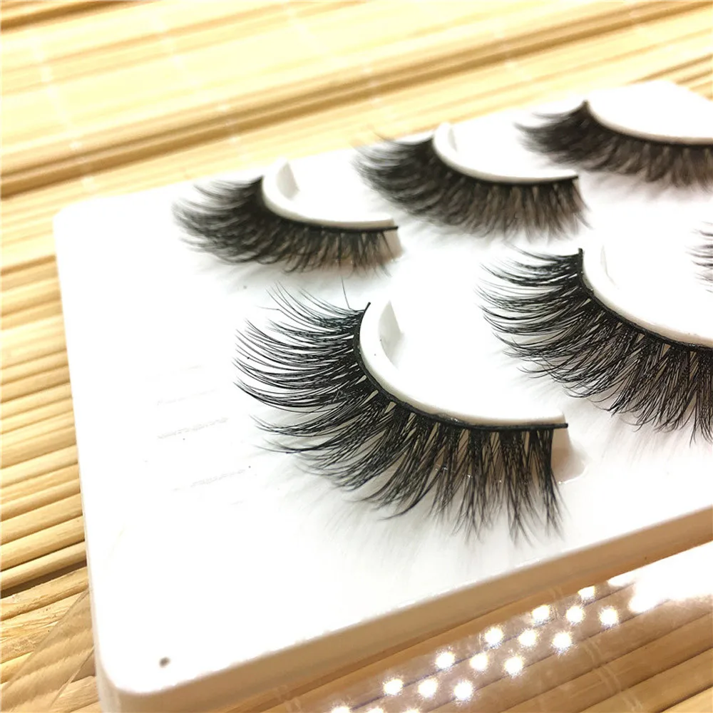 Модные натуральные 3 пары Длинные Накладные ресницы для макияжа поддельные