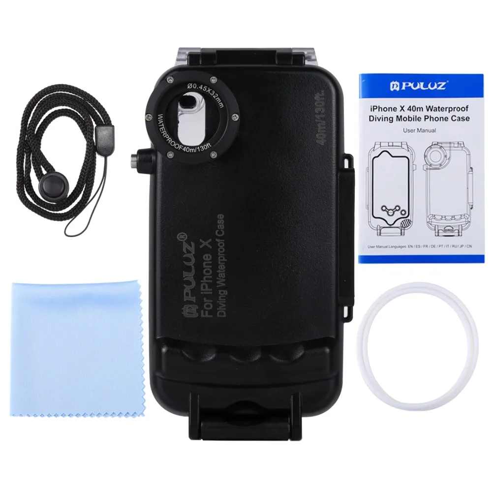 PULUZ For iPhone 8 Plus 7 X XS 40m/130ft Waterproof Diving Case Housing Photo Video Taking Underwater 40m Cover |