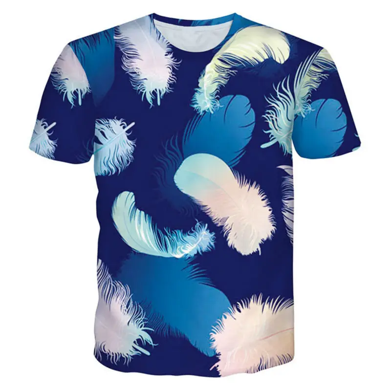 

Harajuku 3D Printed T-shirts New Fashion Colorful Slight Feather Graphic Tee Shirt Men Unisex Summer Comfortable O-neck Tops