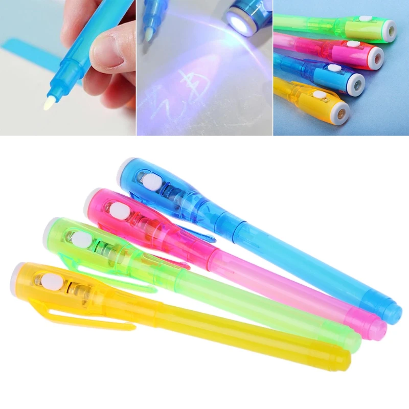 

2022 New Magic Invisible Ink Pen Writing Secret Message Gadget With UV Light Stationery