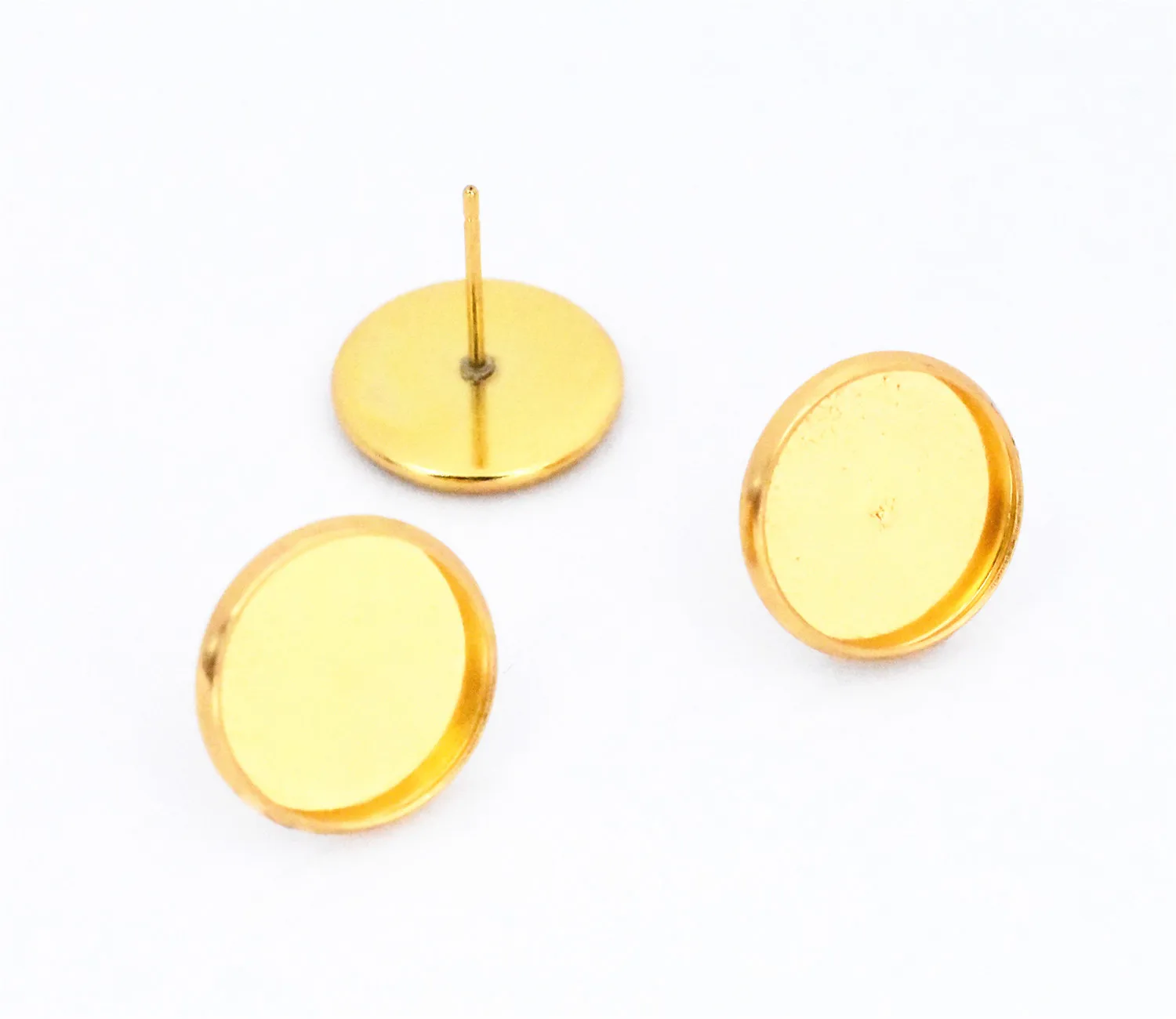 12 мм 20 шт./лот Модные Позолоченные медные шпильки для сережек (с заглушкой ушей)