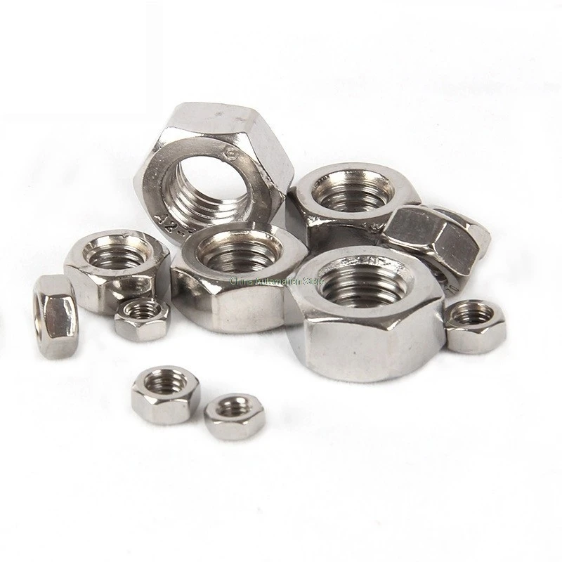 

50Pcs DIN934 M2 M2.5 M3 M4 M5 M6 M8 304 Stainless Steel Metric Thread Hex Nut Hexagon Nuts