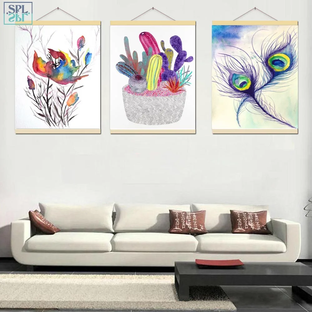

SPLSPL абстрактное акварельное перо Скандинавское декоративное изображение ручной работы цветок холст художественный принт домашний Декор п...