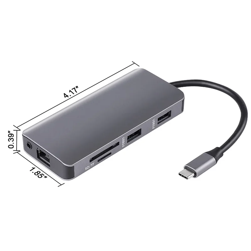 Новый 9 в 1 type C концентратор адаптер USB к HDMI 2 USB3.0 Micro SD/TF кард ридер с PD DC128| |