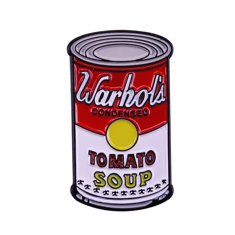 Кэмпбелл томатный суп отворот булавка Warhol поп-арт Картина значок большая