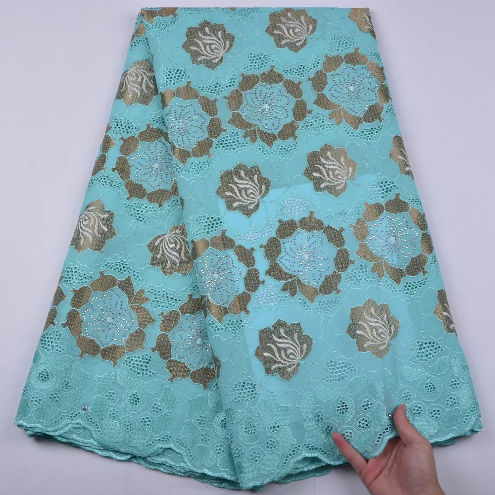 

African Dry Cotton Lace Fabric High Quality Swiss Voile Laces Switzerland Cotton 5 Yards Nigerian Women Voile Lace Fabric A1283