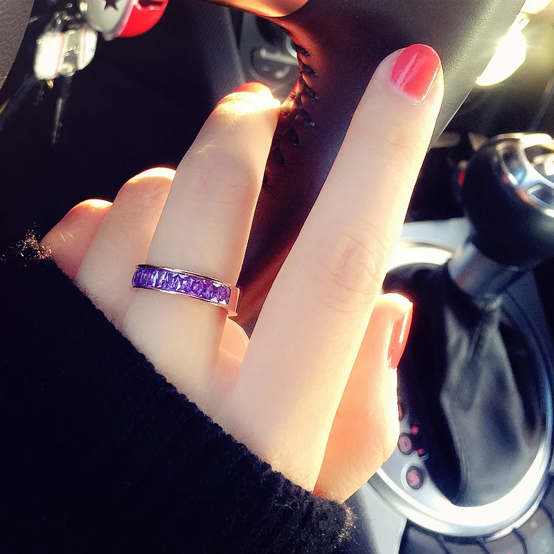 YUN RUO кольцо из розового золота с разноцветным цирконием для женщин и девочек