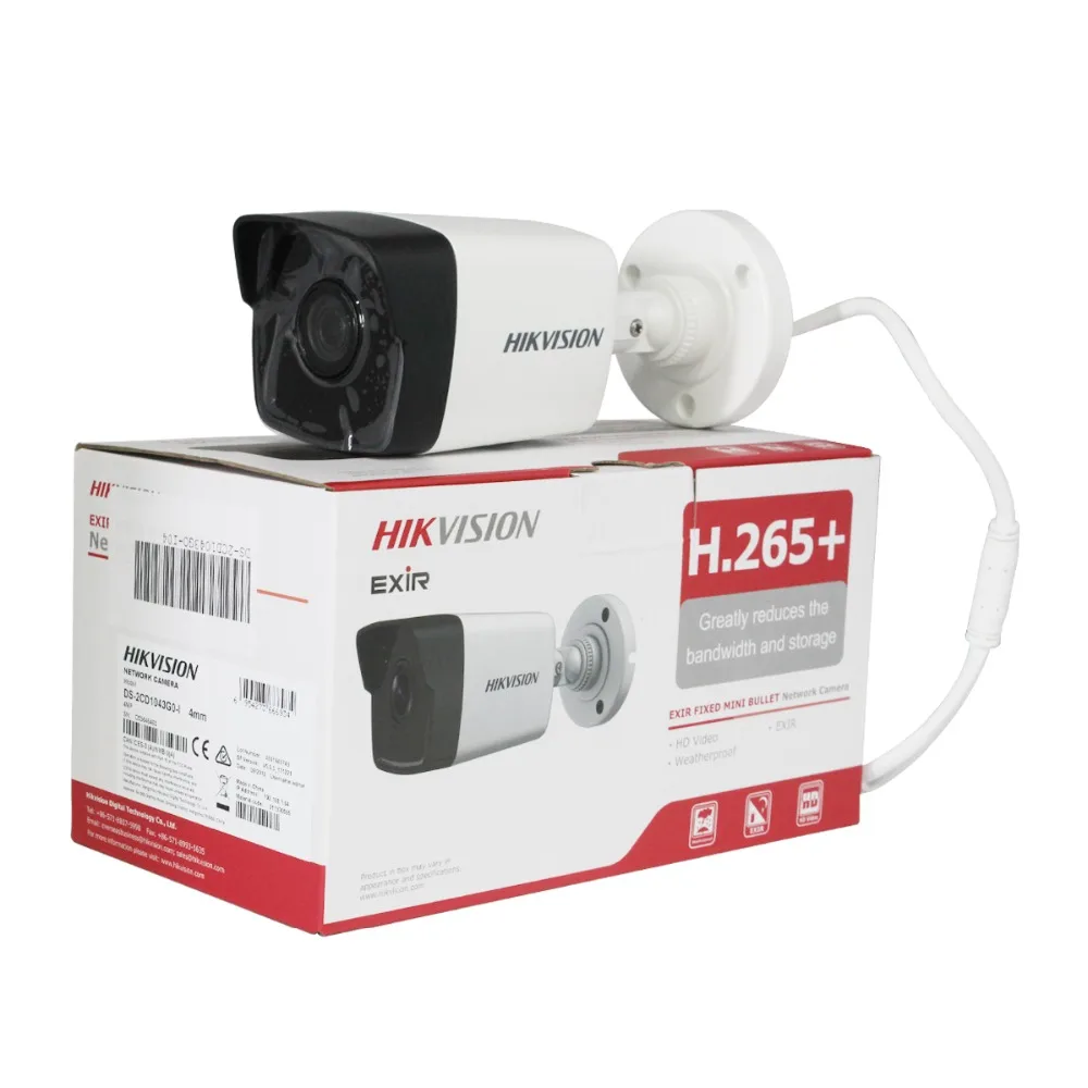 Hik Оригинальная камера наблюдения DS 2CD1043G0 I 4MP IR сетевая цилиндрическая ip POE H.265 +