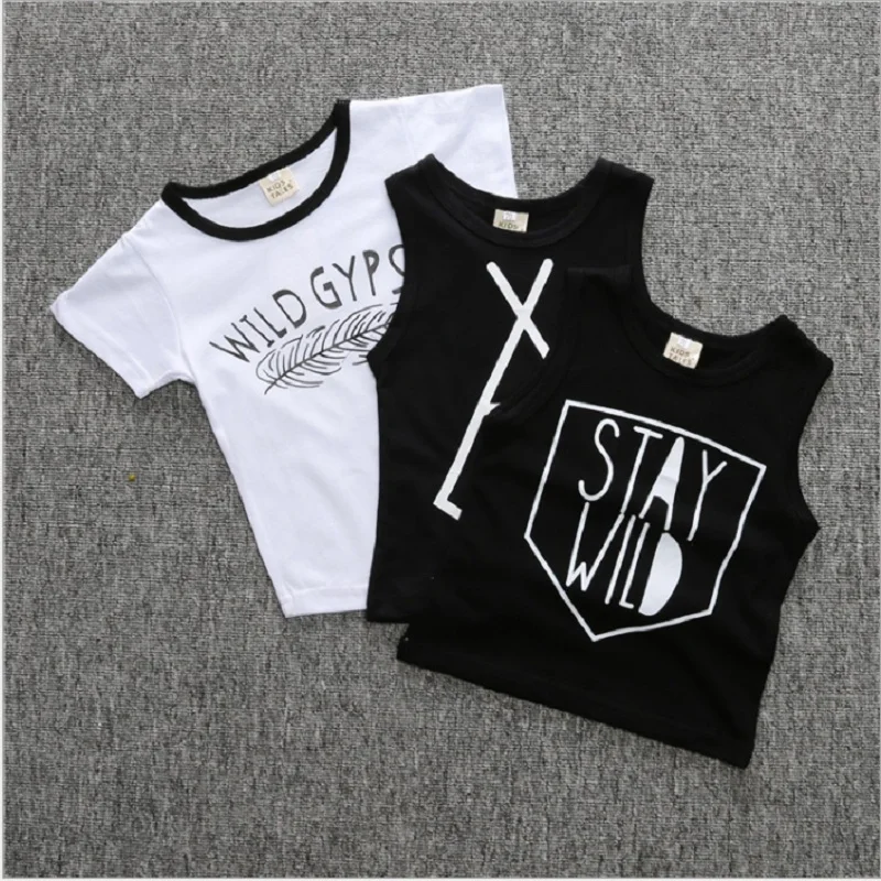 Sleeveless Baby Boys T-Shirts Cotton Infant Tees Shirt Tops Toddler Vest Clothes Girl T Children Singlet Outfit | Мать и ребенок
