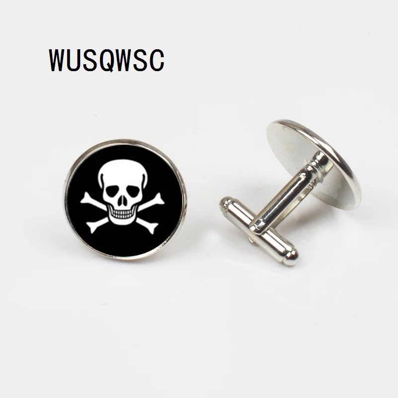 WUSQWSC 2018 новый череп Пиратские запонки запонка для шафера Круглый Фото ювелирные