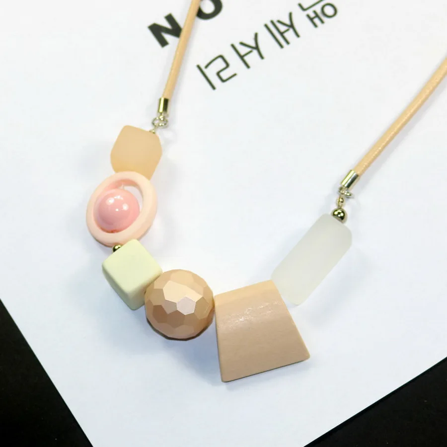 Resin Wood Beads Pendant Necklace Long Rope Chain Simple Fashion Jewelry Accessories Vintage for Women Gift Mom | Украшения и