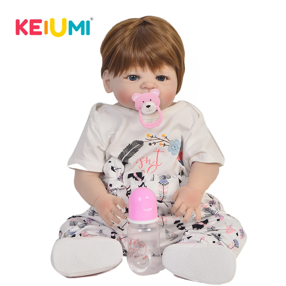 KEIUMI модные 23 дюйма 57 см полностью силиконовые куклы для новорожденных девочек
