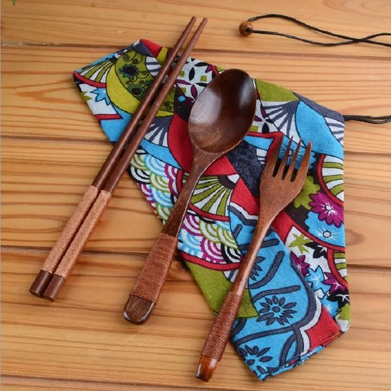 Billig 100 Satz 3 Teile/satz Japanischen Stil Holz Stäbchen Löffel Gabel Set Kreative Personalisierte Hochzeits-bevorzugungs-geschenk-partei Geschenk ZA0959