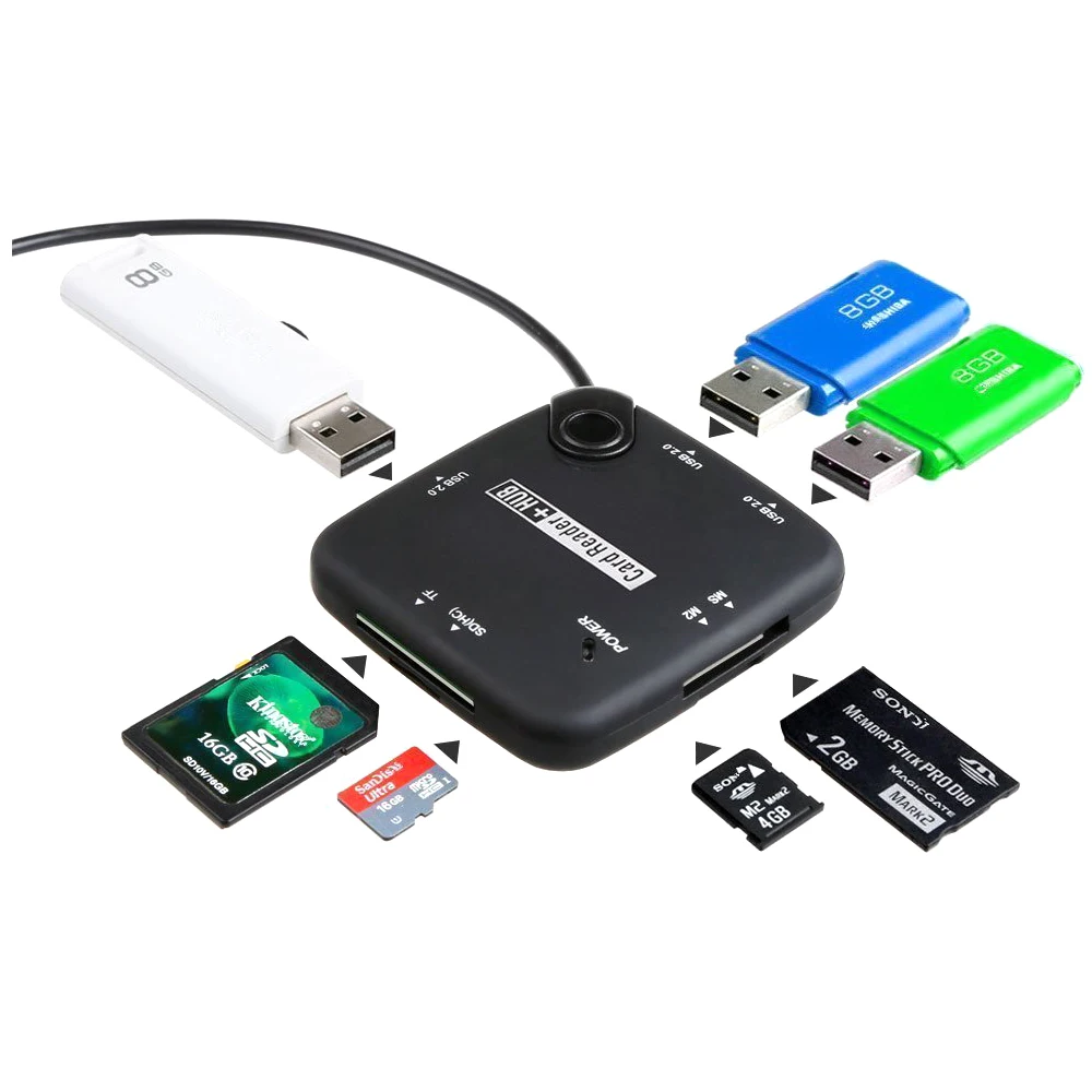 USB 2 0 порт SD TF MS M2 кардридер OTG концентратор Внешний мини ридер мульти в 1 адаптер