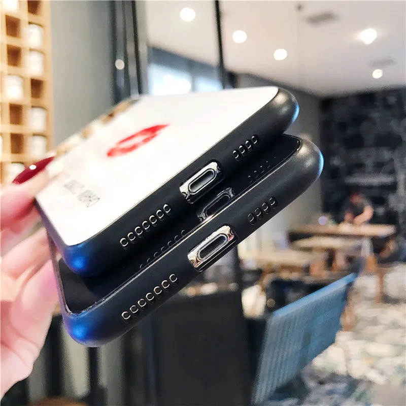 Зеркало лицо супер просто Помада для губ белый черный чехол телефона Apple iphone 6 6s 7 8