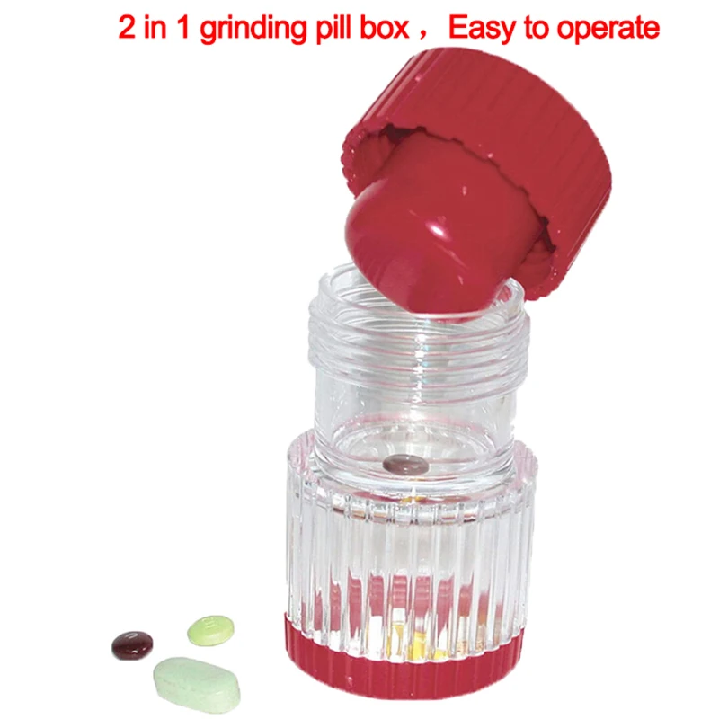 

1pc Medicine Red Pill Atomizer Tablet Mill Medicine Cutter Crusher & Storage Box Crush