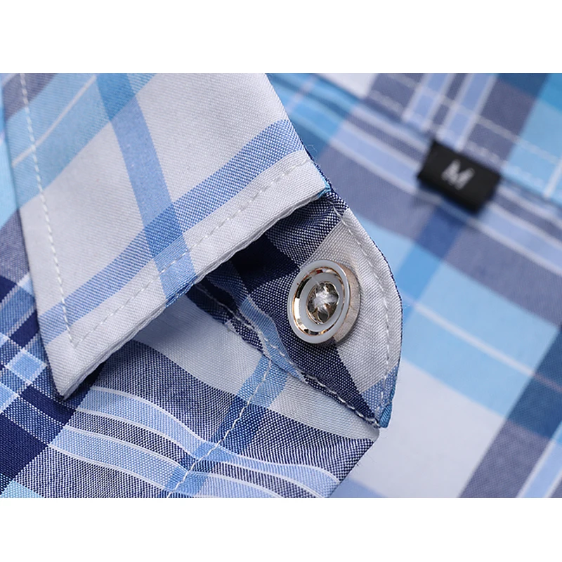 Летняя мода Мужская рубашка Slim Fit Короткие рукава клетчатая повседневная мужская