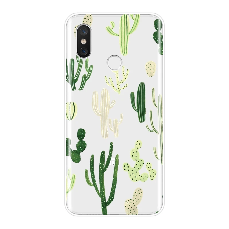 Чехол для Телефона С КАКТУСОМ и цветами Xiaomi MI A1 A2 Lite Mi5 Mi6 Mi8 силиконовая Мягкая
