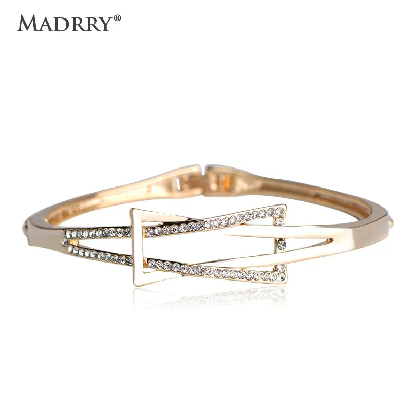 

Madrry Zinc Alloy Metal Crystal Bangle for Women Fashion Gold color Exquisite Made Shiny Full Crystal Luxurious Jewelry Pulseira