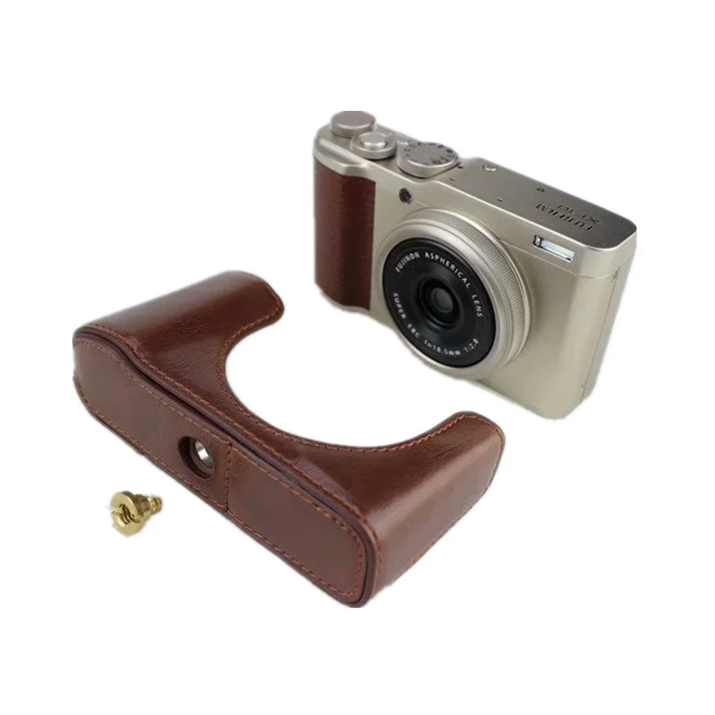 Черная/коричневая/кофейная Половина корпуса камеры кожаный чехол для Fuji Fujifilm XF10