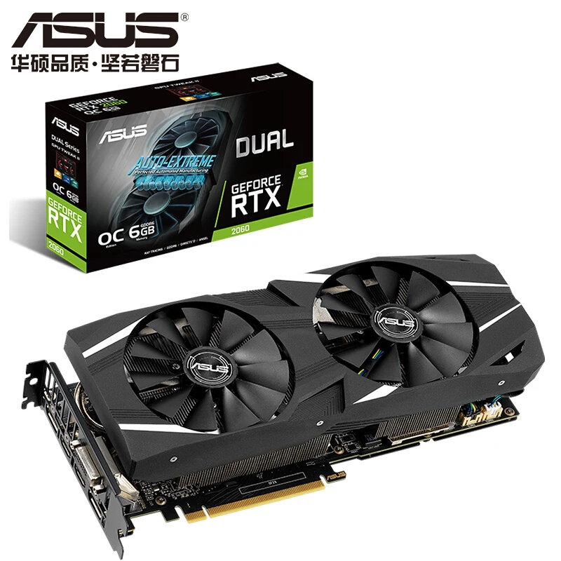 ASUS DUAL RTX 2060 O6G Snow Leopard настольная ПК игровая карта 6GSupport 4 выход экрана|Видеокарты| |