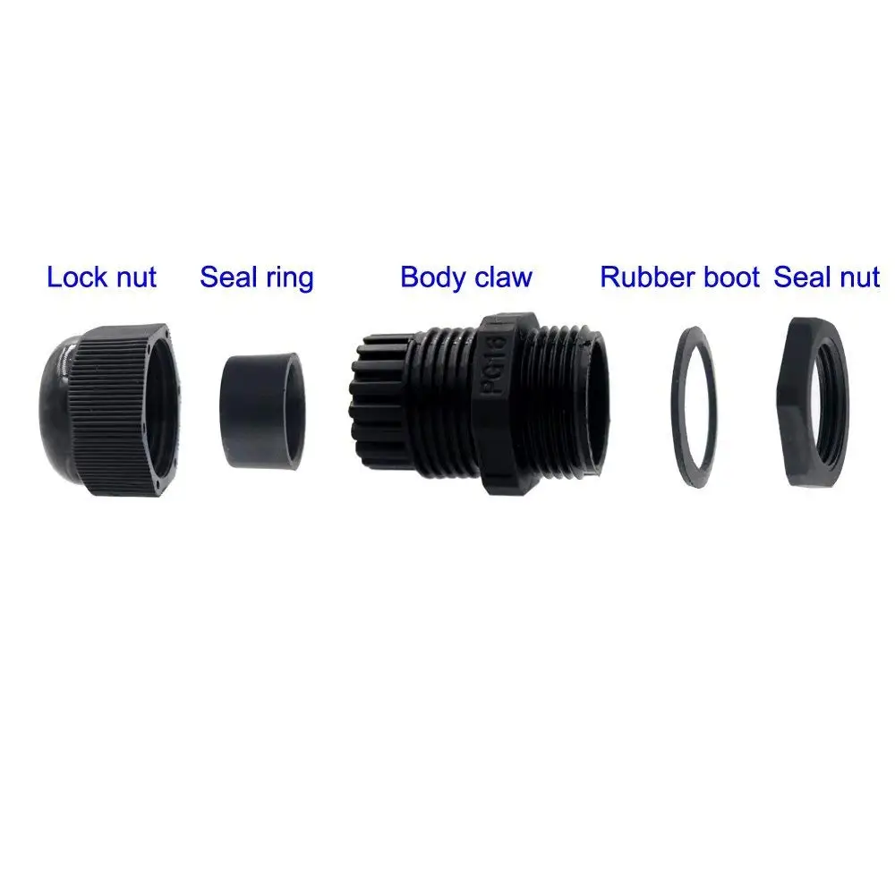 25PCS Nylon Cable Glands Waterproof Gland Joints Plastic PG7 PG9 PG11 PG13.5 PG16 | Обустройство дома