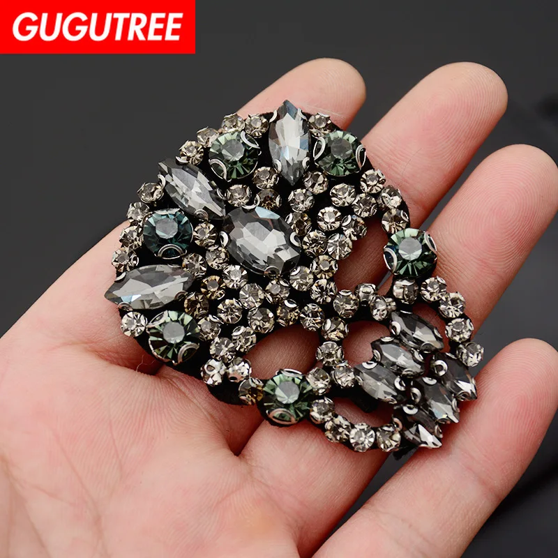 Вышивка GUGUTREE вышитые бисером нашивки с черепом демоном искусственные для