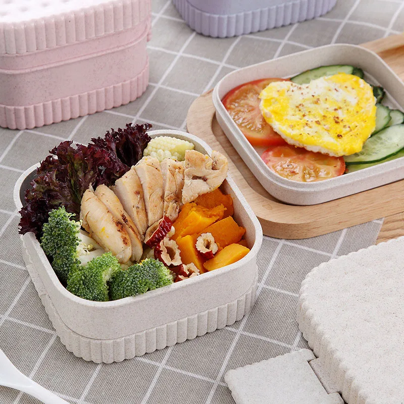 650 мл школьный Ланч бокс для детей японские Bento коробки пшеничная соломенная