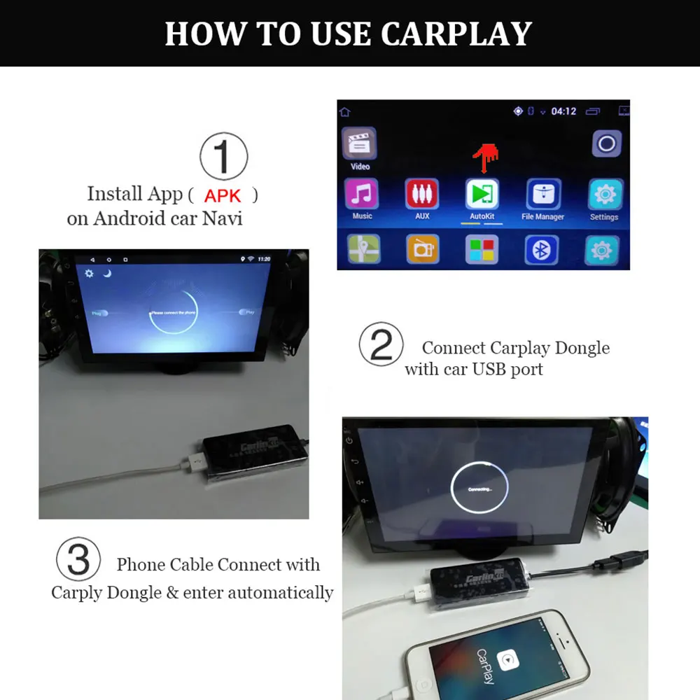 Автомобильный USB Link Dongle навигационный плеер Авто Smart с Android Auto для Apple CarPlay