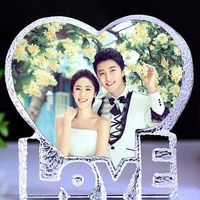 1010cm souvenirs custom made heart crystal photo frame glass album for pictures frame wedding decoration friends unusual gift