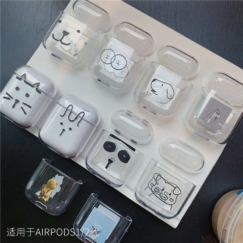 Милый прозрачный чехол для наушников Airpod1/2 портативного зарядного