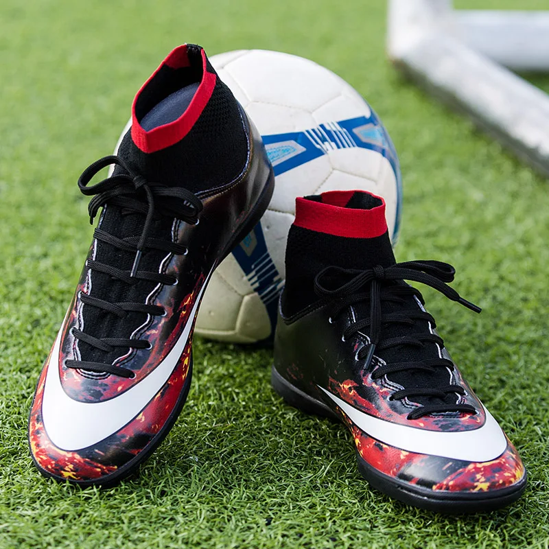 Высокие мужские футбольные бутсы с носками для мальчиков детские Botas De Futbol Con