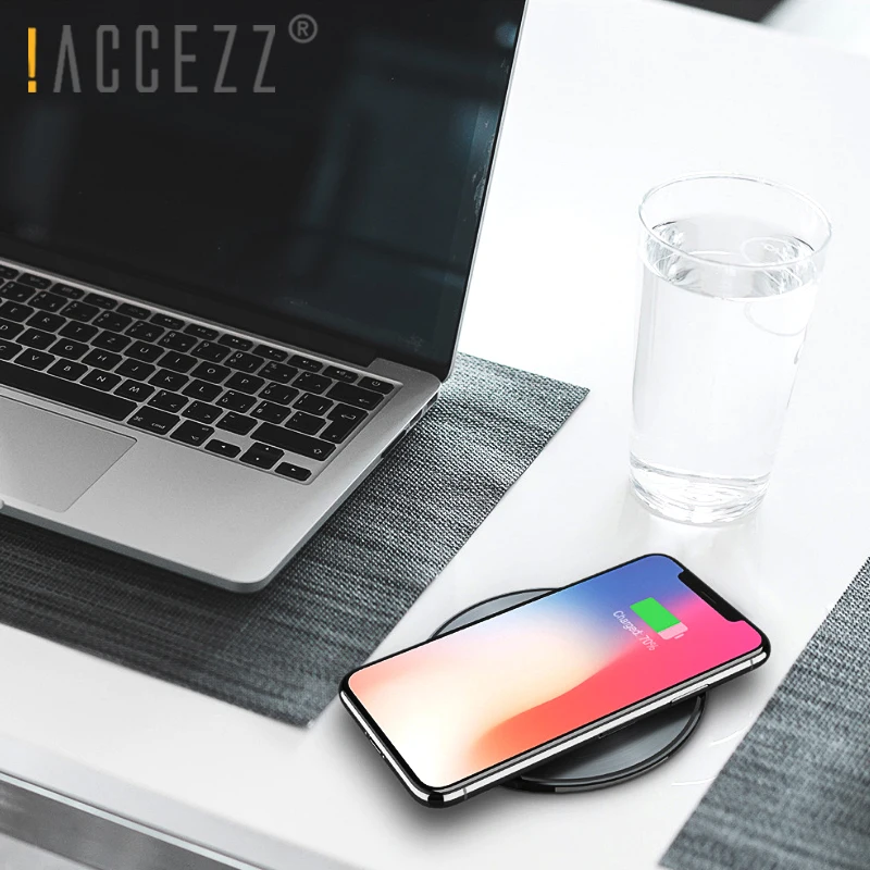 ! ACCEZZ ультратонкое 7 5 Вт Быстрое беспроводное зарядное устройство Qi для iPhone X 8 XS XR