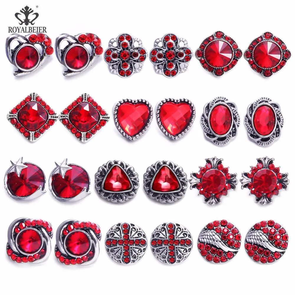 RoyalBeier 24 шт./лот Rhineston смеси кнопок 12 мм Металлические бусины для браслета DIY
