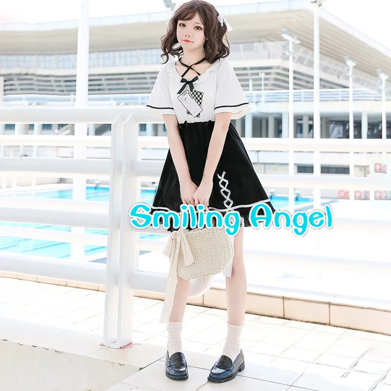 Japanese Rabbit Girl Skirt Stitching Dresses Poker Soft Daily Student Academic Style | Тематическая одежда и униформа